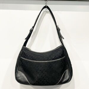 Vintage Talbots Women Handbag Purse 90s Y2K Printed Nylon Genuine Leather‎ Trim